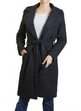 Cappotto pelosetto lungo con cinta